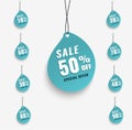 Sale tags set vector badges template, 10 off, 20 %, 90, 80, 30, 40, 50, 60, 70 percent sale label symbols, discount promotion flat Royalty Free Stock Photo
